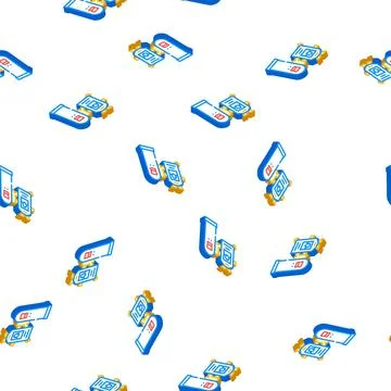 Pass key for entry to canteen isometric icon seamless pattern Stock Illustration