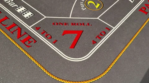 Pass line of casino craps table for dice betting and gambling, cruise ship Stock Footage 311454059