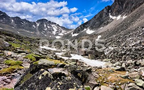 Pass in saddle of ridge . Eastern Sayan Stock Photos