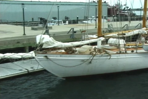 Pass By Schooner at Dock 스톡 동영상 519411
