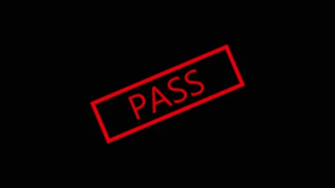 Pass stamp appears on a dark background. This pass stamp represents a succe.. Stock Footage 337621687