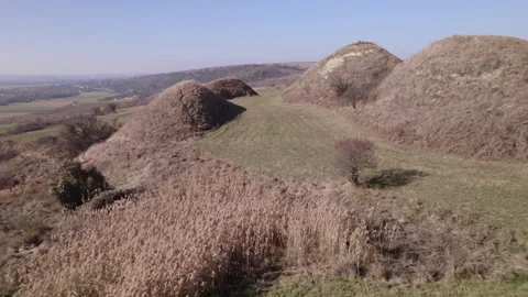 Pass through drone shot of Sona mounds 4k Stock Footage 165697000
