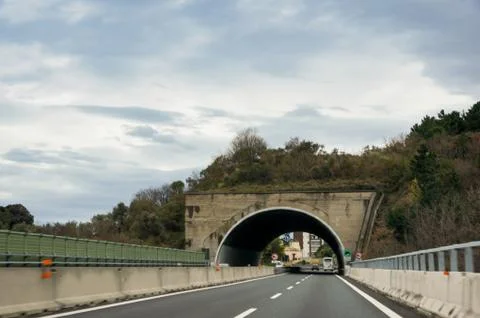 Pass through the hill. Stock Photos