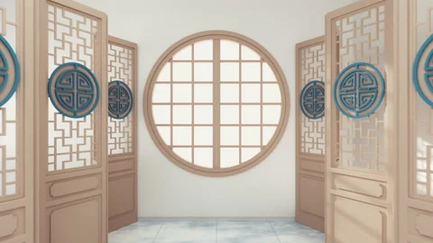 Pass through the window of Chinese style room, 3d rendering. Stock Footage 160606808