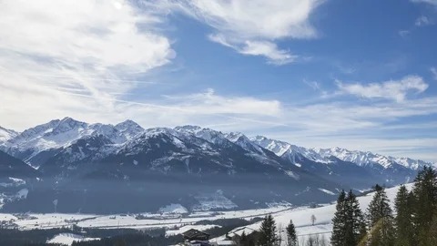 Pass Thurn Winter time lapse zoom out Stock Footage 126077042