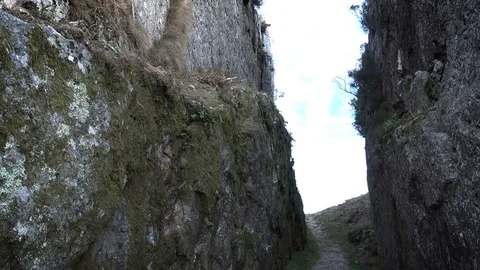 Passage between the rocks on the top of the Pico Sacro Stock-Footage 71009148