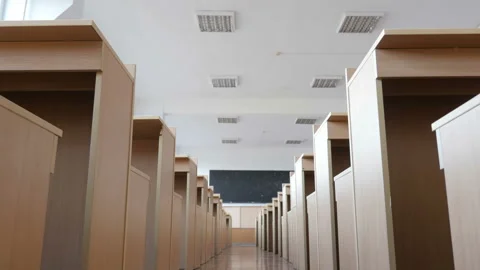 The Passage Between The Rows Of Desks In The Lecture Hall Stock Footage 98854788