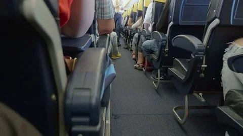 Passage between the seats on the plane Stock Footage 72504993