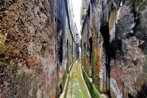 Passage between two ancient building Stock Photos