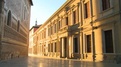 Passage between two religious monuments with no people at sunset Stock Footage 38631366
