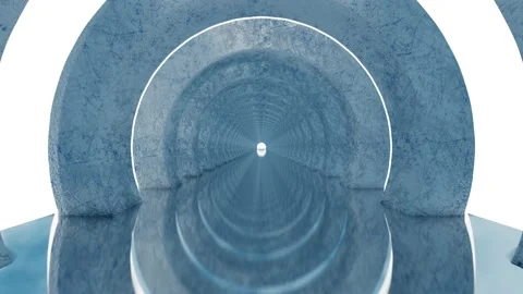 The passage of the camera through a tunnel of rings with a texture. animated loo Stock Footage 233057826