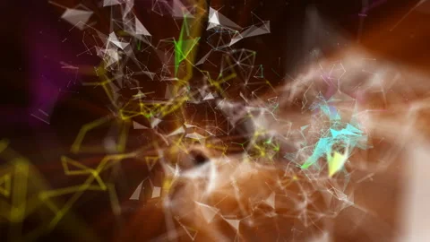 The passage of the chamber through the connecting particles. Abstract animated b Stock Footage 122494048