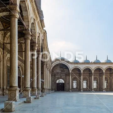 Passage at the courtyard of the Great Mosque of Muhammad Ali Stock Photos