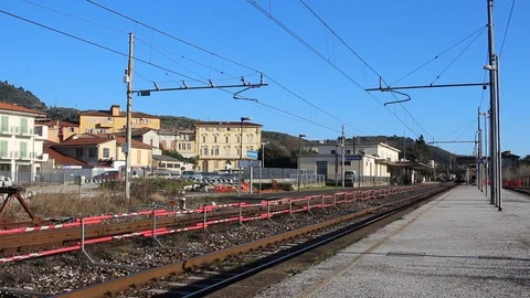 Passage of a freight train Video stock 124330309