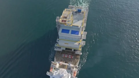 Passage of a Large Blue Cargo Ship Through the Bosphorus 4 Stock Footage 252915060
