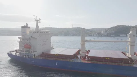 Passage of a large cargo ship through the Bosphorus 8 Stock Footage 252896601