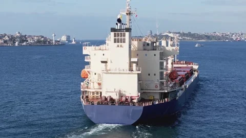 Passage of a large cargo ship through the Bosphorus 6 Stock Footage 252896602