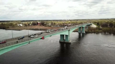Passage to the road bridge over the river Stock Footage 163879562