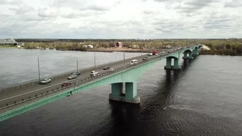 Passage to the road bridge over the river Stock Footage 163879583