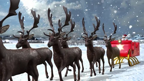 Passage of Santa's sleigh in a snowy landscape Stock Footage 118893953