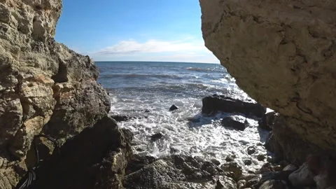 The passage to the sea through the rocks Stock Footage 99939707