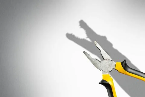 Passage with a shadow in the form of a crocodile on a light background. Concept Stock Photos