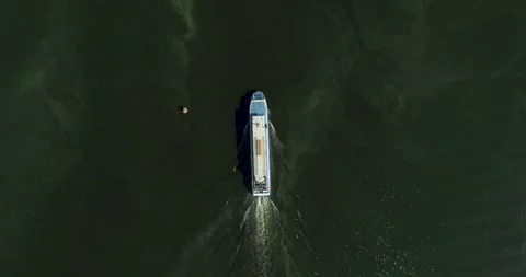 Passage of a ship under a bridge(top view) Stock Footage 171824169