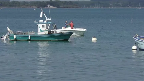 Passage of a small boat Stock Footage 146960359