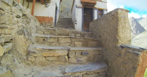 Passage on the stone steps of the ancient temple Stock Footage 93825691