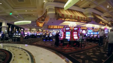 Passage through the casino. Bellagio hotel & casino. Las Vegas Stock Footage