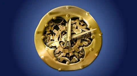 Passage through the clock to yellow background 01. Stop motion Video stock 7735688