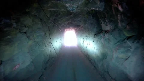Passage through a mountain tunnel in the Andes of South America Stock Footage 229937937