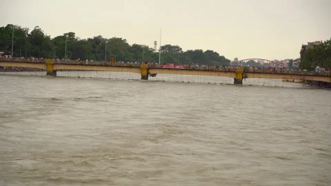 A Passage Through Prayer, Haridwar Iconic Bridge Over Ganga Stock Footage 315286012