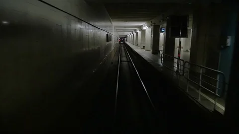 Passage through the subway tunnel Stock Footage 83688896