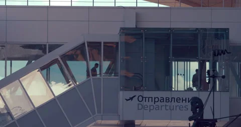 Passage by which passengers move on boarding in aircraft and after landing Stock Footage 119578529