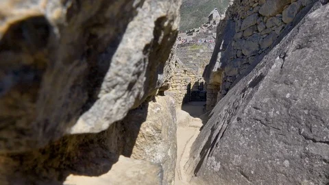 Passages, paths and walls made with stone blocks Stock Footage 119949154