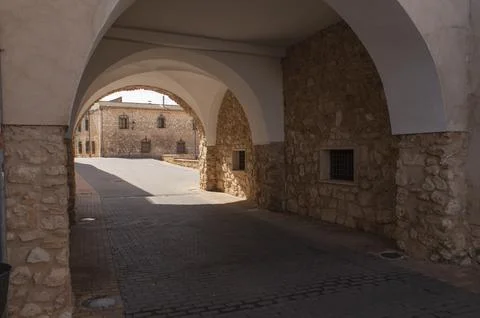 Passageway and arch of the central square of the Town Hall of the municipal.. Stock Photos