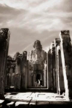 Passageway at Bayon temple Stock Photos