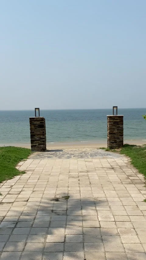A passageway from the beach gate in Jubail, Saudi Arabia Stock Footage 327095436