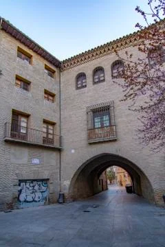 Passageways between the Cathedral and the Episcopal Palace in Zaragoza Stock Photos