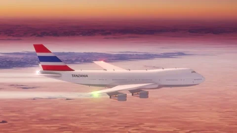 Passanger Plane Flying over Desert with Country Flag Thailand Stock Footage 286334883