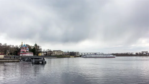 Passanger ship departing from the dock Stock Footage 170264975