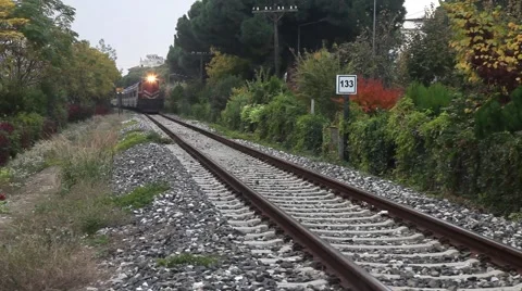 Passanger train coming Stock Footage 43589730