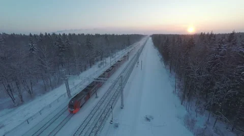 Passanger train on track Stock Footage 60073257