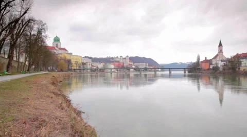 Passau City View From River Video stock 36052348
