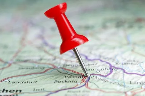 Passau, Germany pin on map Foto stock