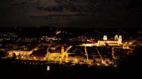 Passau at night Stock Footage
