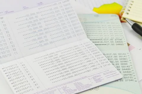 Passbook graph and finance Stock Photos