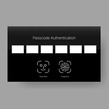Passcode authentication interface with face scan and fingerprint security Stock Illustration