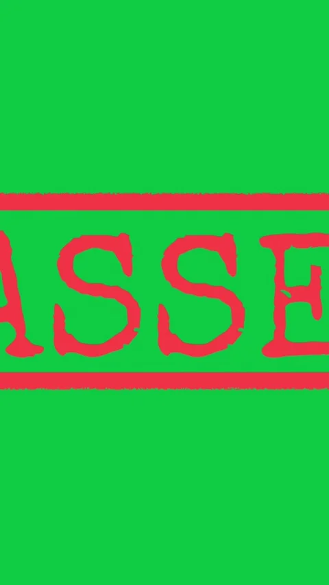 Passed Signed Stamping Text Animation. Stock Footage 297149959